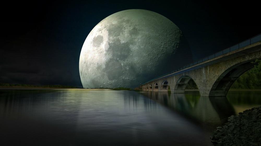 Supermoon Bridge wallpaper