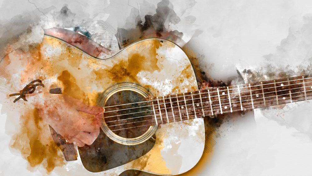Playing Guitar Painting wallpaper