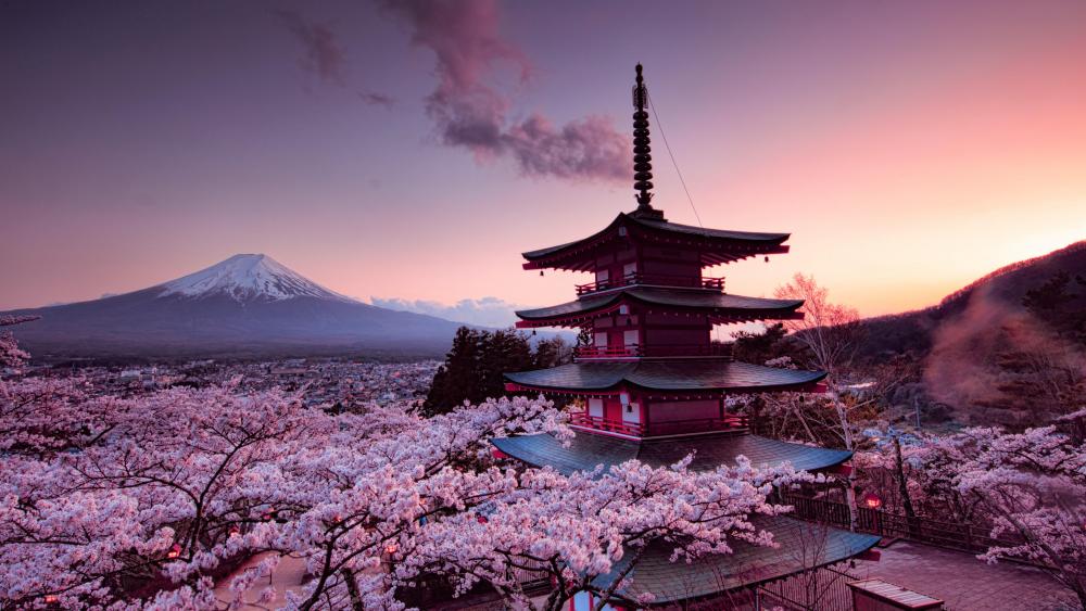 Chureito Pagoda and Mount Fuji wallpaper
