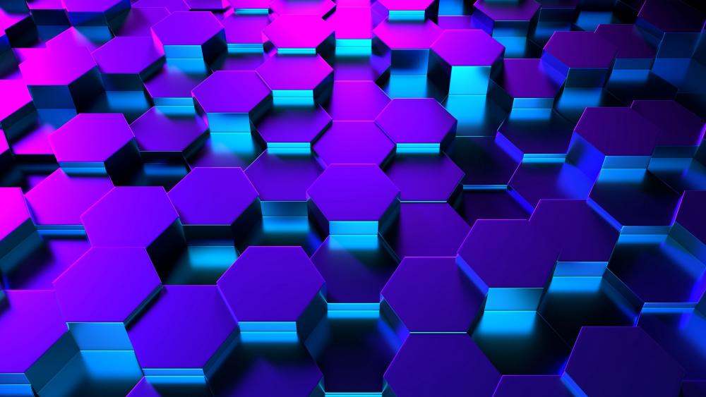 Blue 3D Hexagons wallpaper