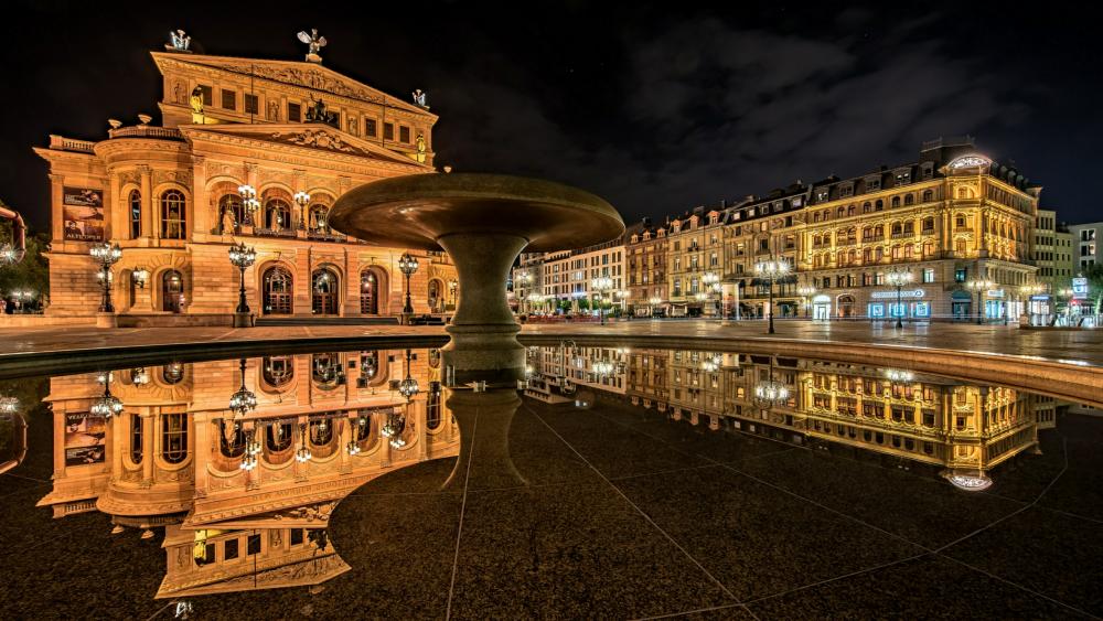 Alte Oper (Old Opera House) at night, Frankfurt wallpaper