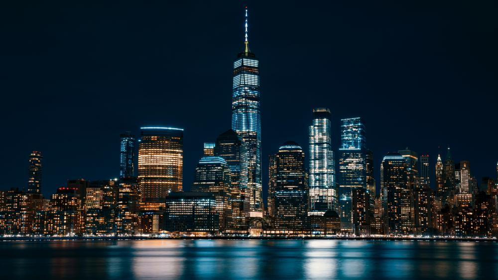 One World Trade Center at night wallpaper
