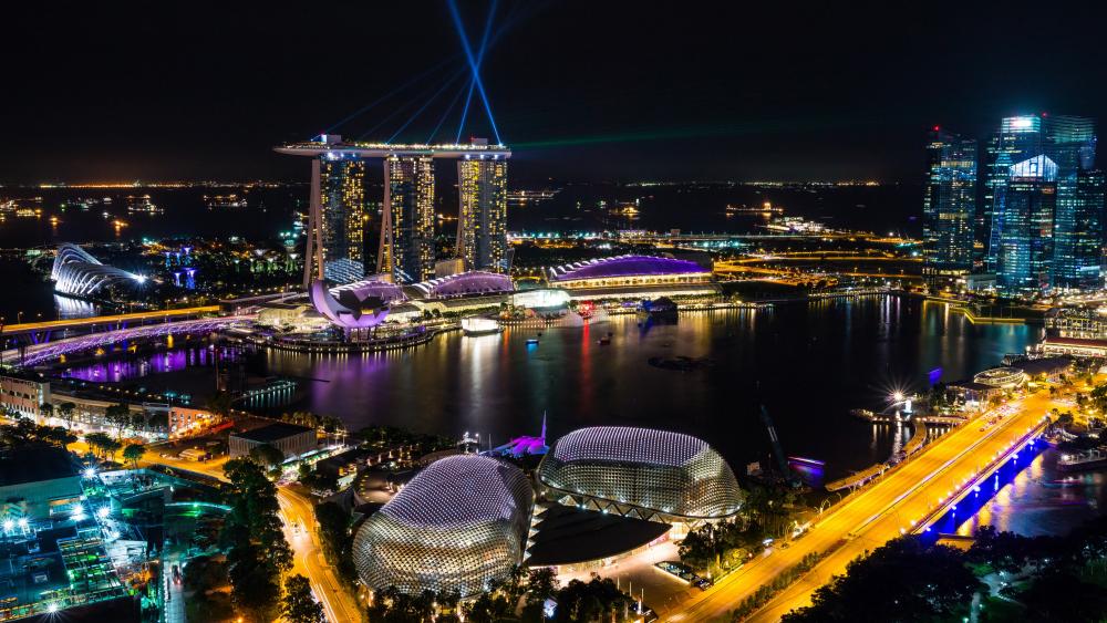 Night cityscape of Singapore wallpaper