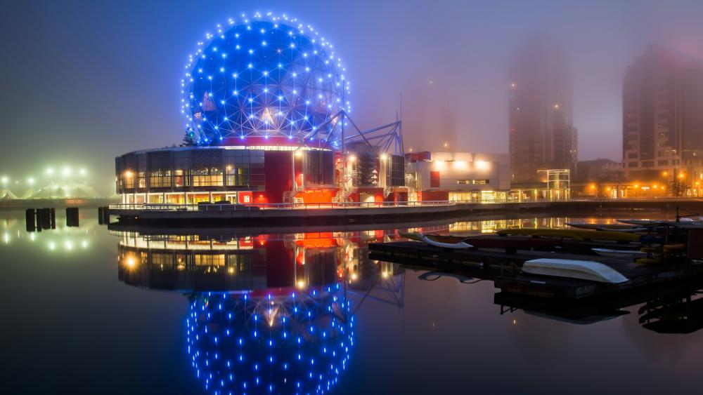 Science World on a misty night (Vancouver) wallpaper