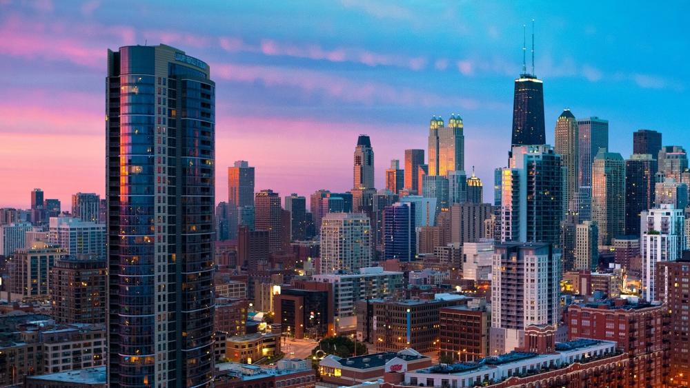 Chicago skyline with John Hancock Center wallpaper