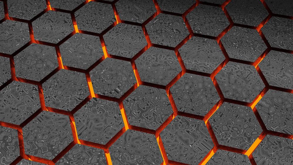 Patterned 3D hexagons wallpaper