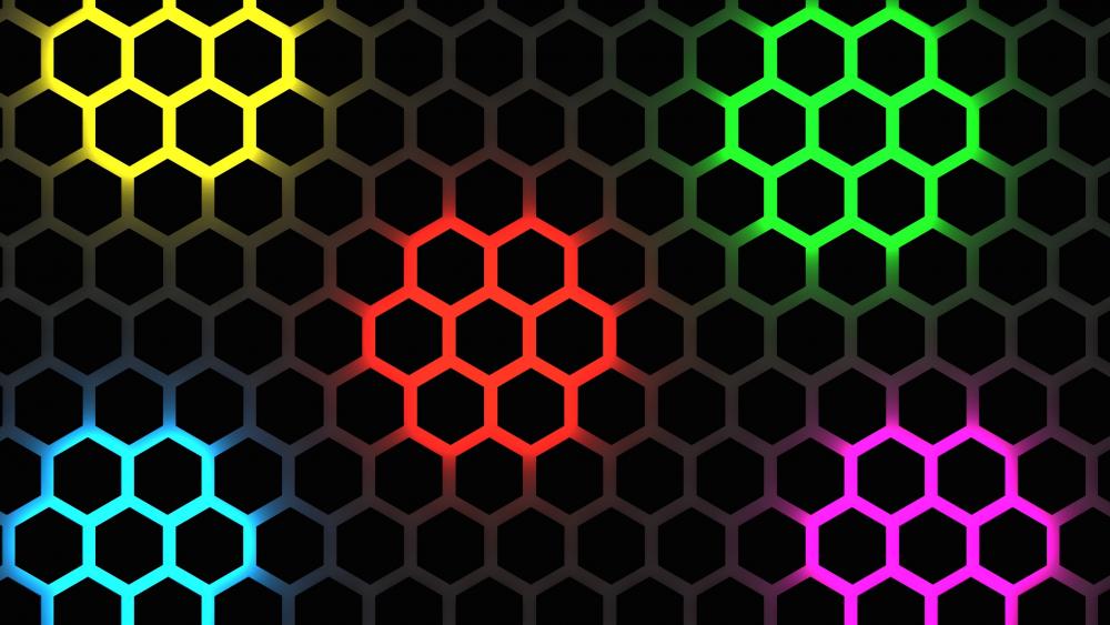 Multicolor honeycomb pattern wallpaper