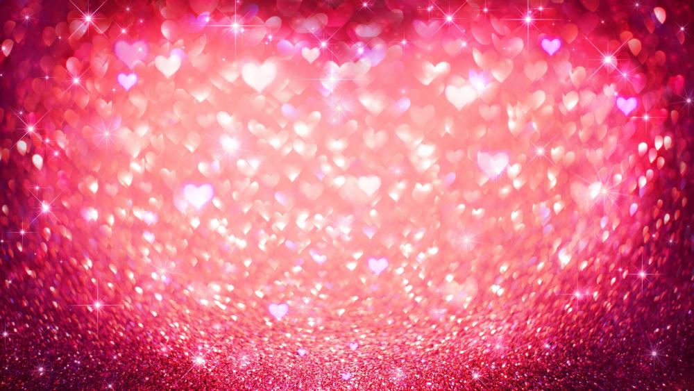 Red hearts with glitter wallpaper