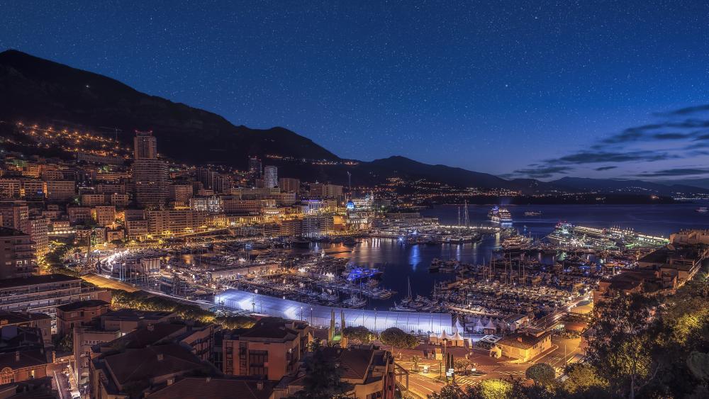 Monte Carlo night panorama wallpaper - backiee