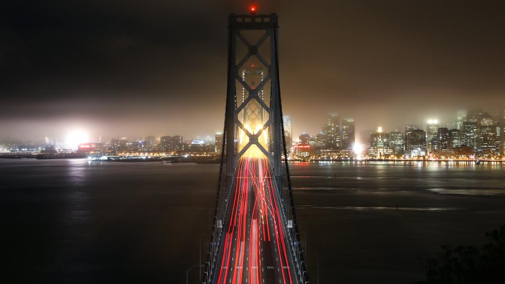 San Francisco–Oakland Bay Bridge at night wallpaper - backiee