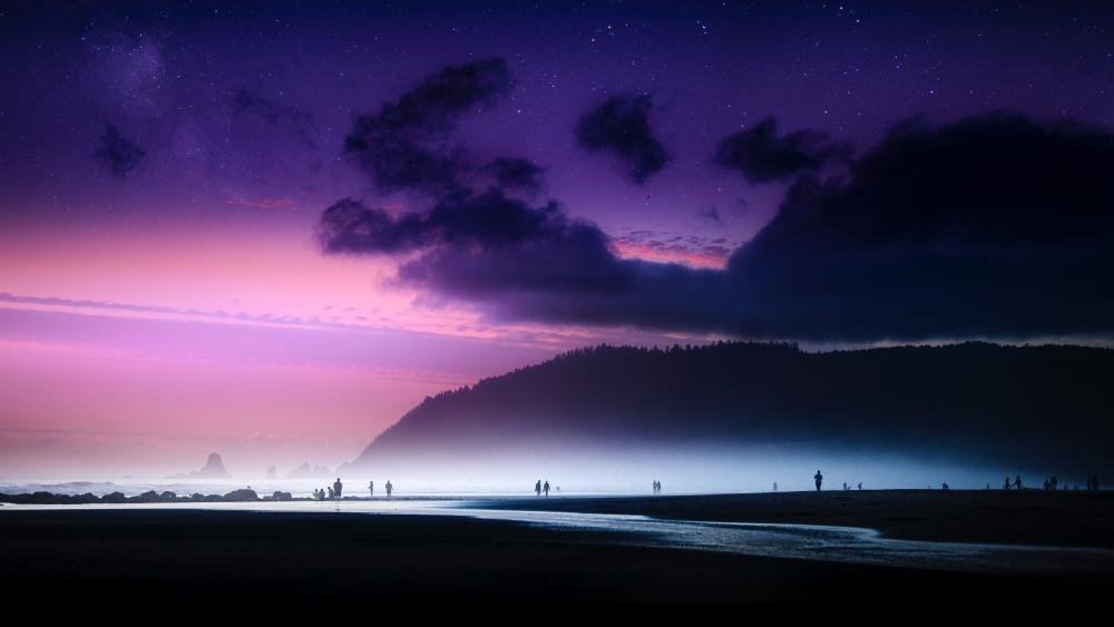 Nightlife on the Cannon Beach wallpaper