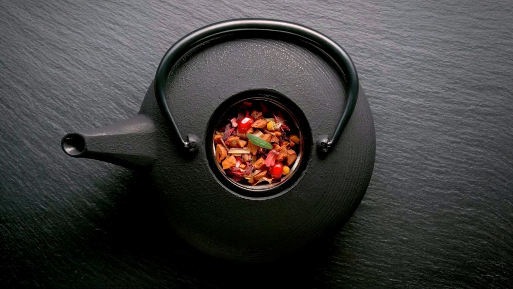 Rustic teapot wallpaper