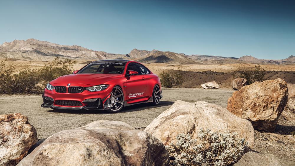 Frozen Red BMW M4 wallpaper