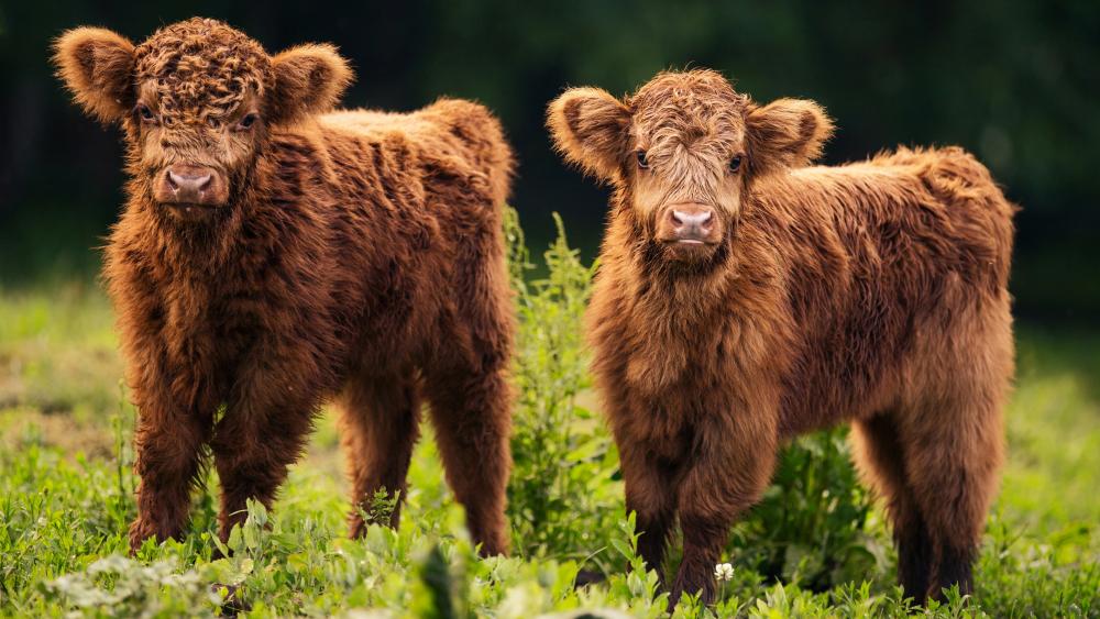 Highland cattle babies wallpaper