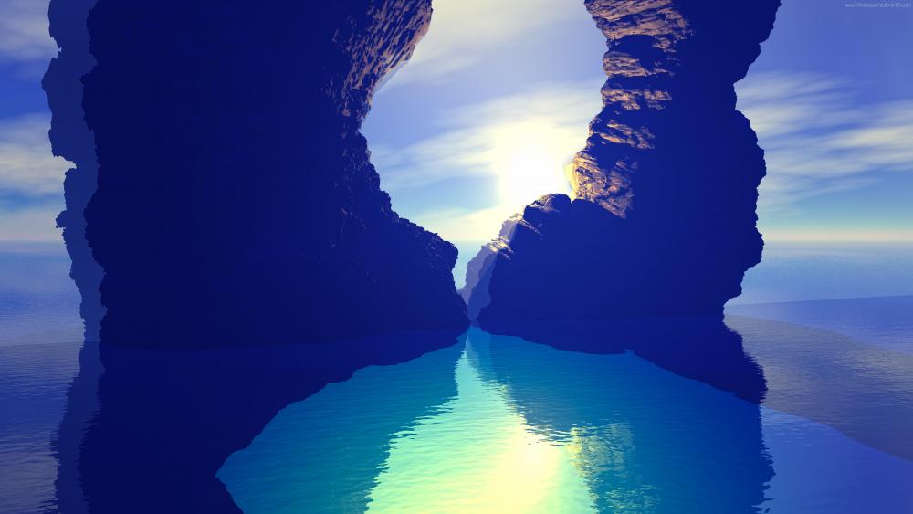 Blue Lagoon - Fantasy landscape wallpaper