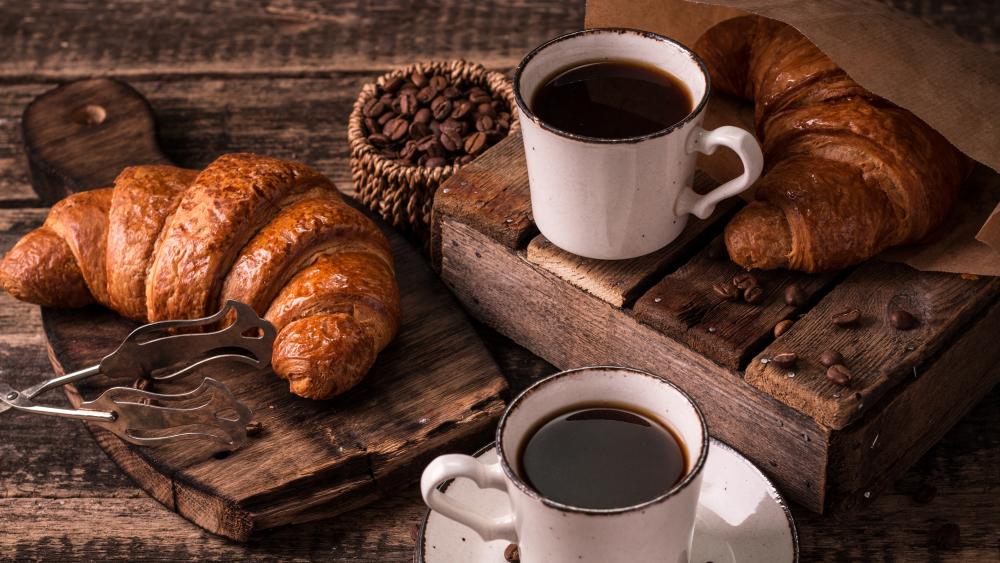 Croissant and coffee wallpaper