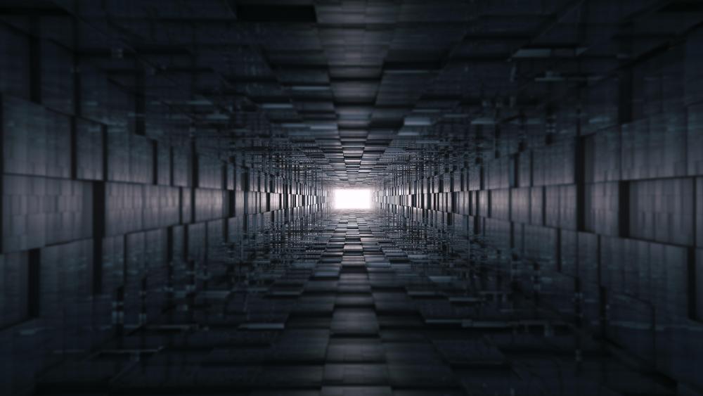 Black tunnel toward the light wallpaper
