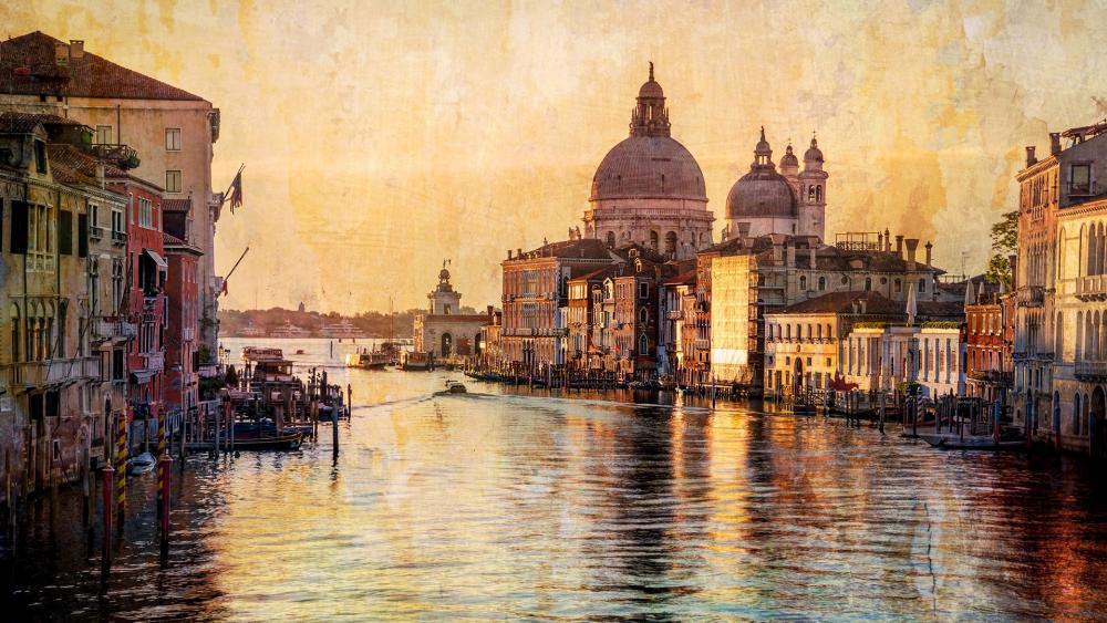 Grand Canal - Painted effect photo wallpaper