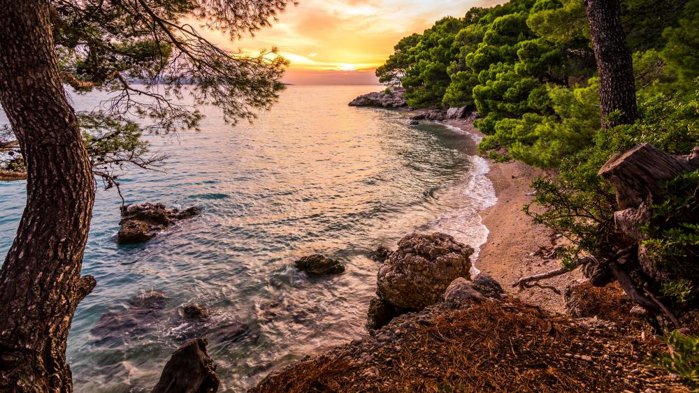 Adriatic Sea coastline at sunset wallpaper