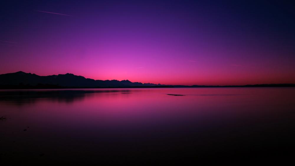 Beautiful sunset over the lake wallpaper