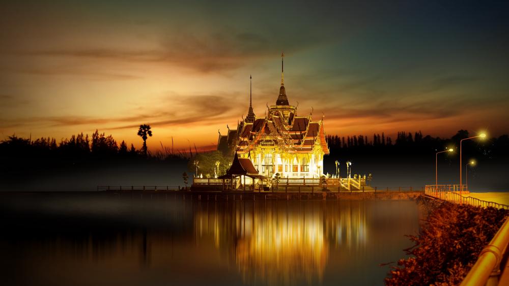 Fabolous temple in the lake wallpaper