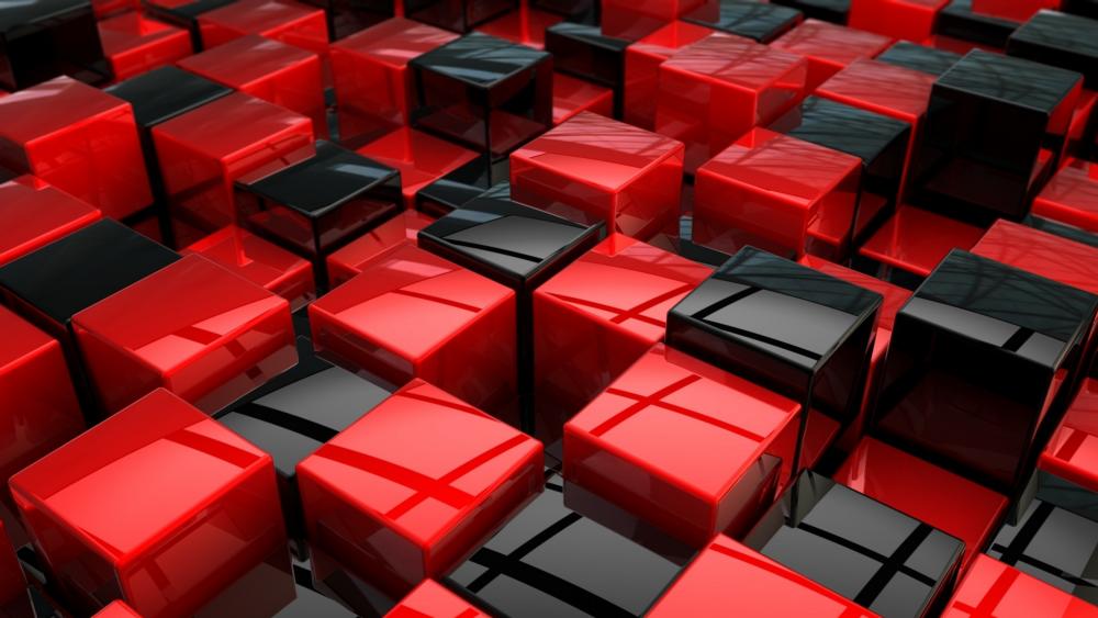 3D Red and black cubes wallpaper
