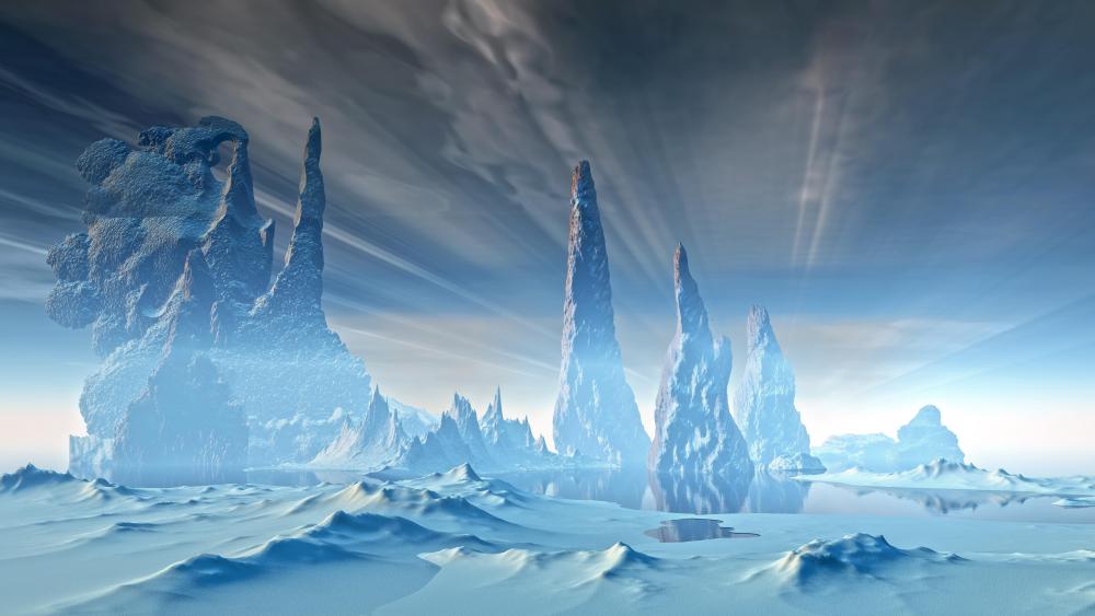 Frozen winter lanscape - Scifi art wallpaper