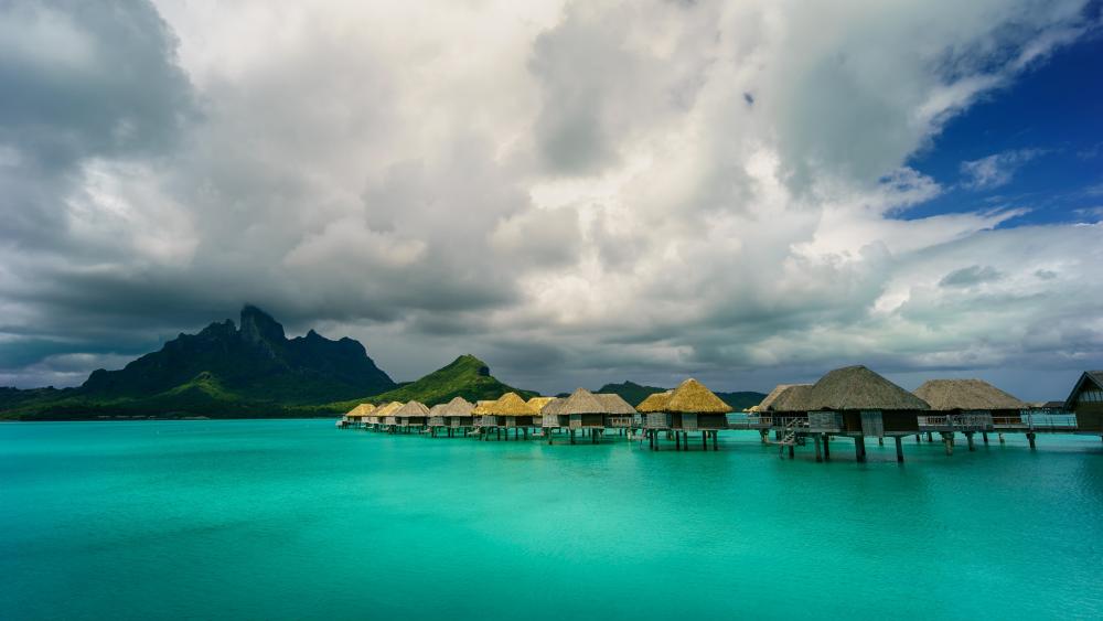 Bungalows in Bora Bora wallpaper