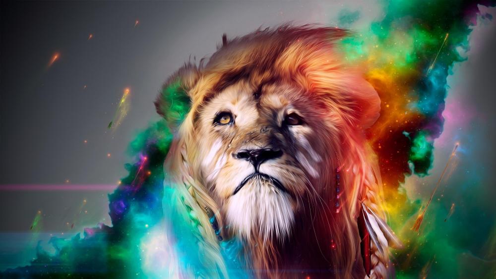 Colourful Lion wallpaper