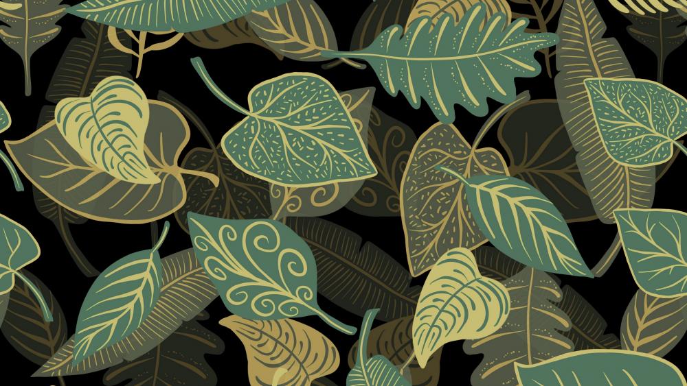 Green leaves pattern wallpaper