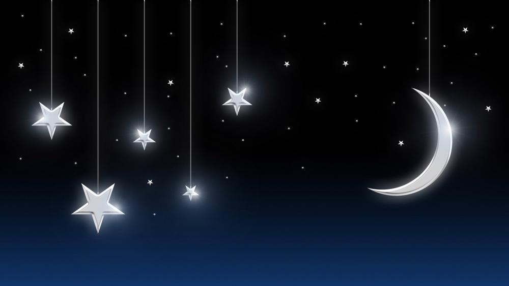 Goddd night with Moon and Stars wallpaper