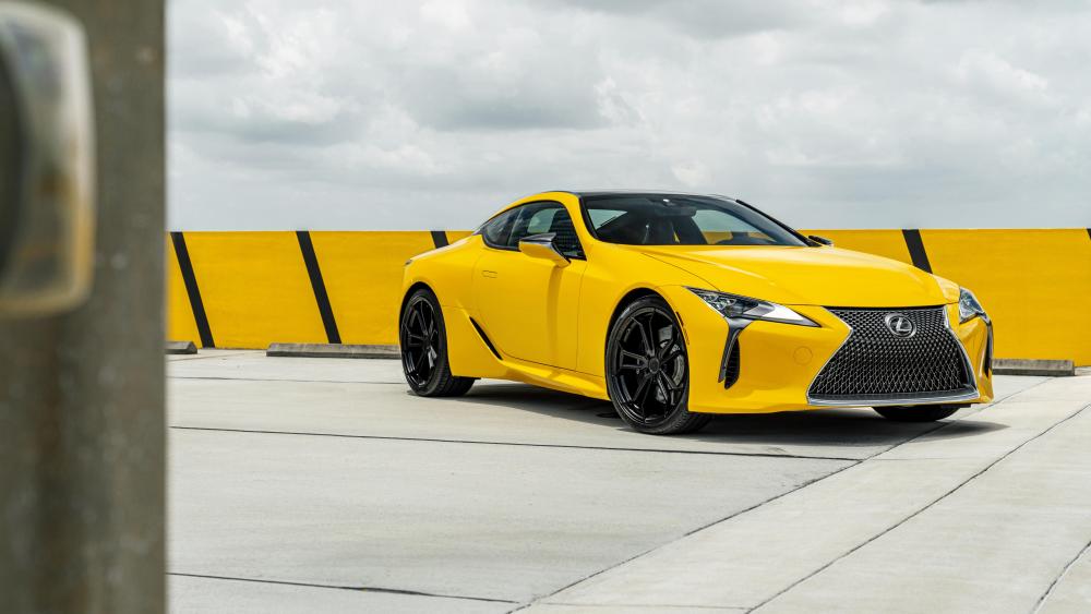 Yellow Lexus LC 500 sports car wallpaper
