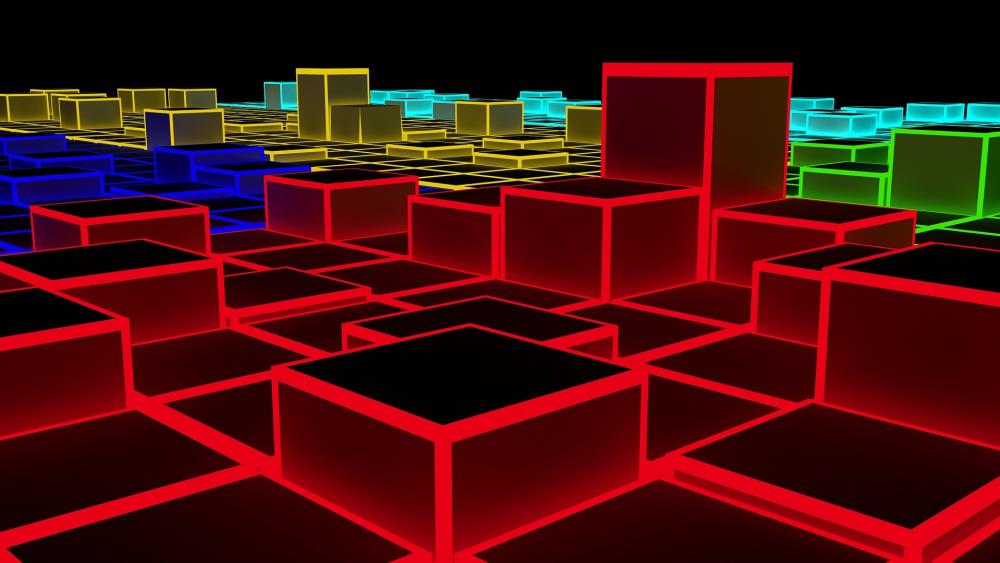 Glowing 3D cubes - backiee