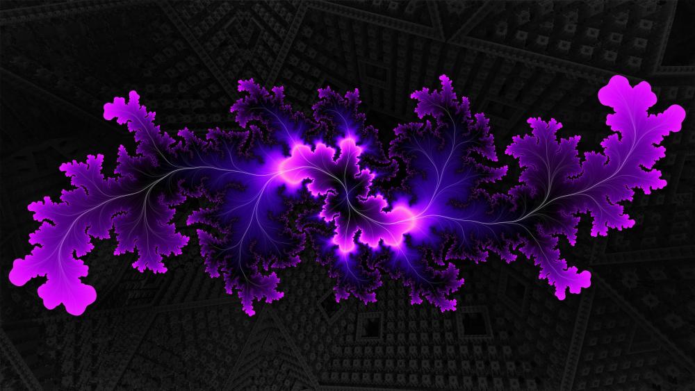 Glowing purple fractal design wallpaper