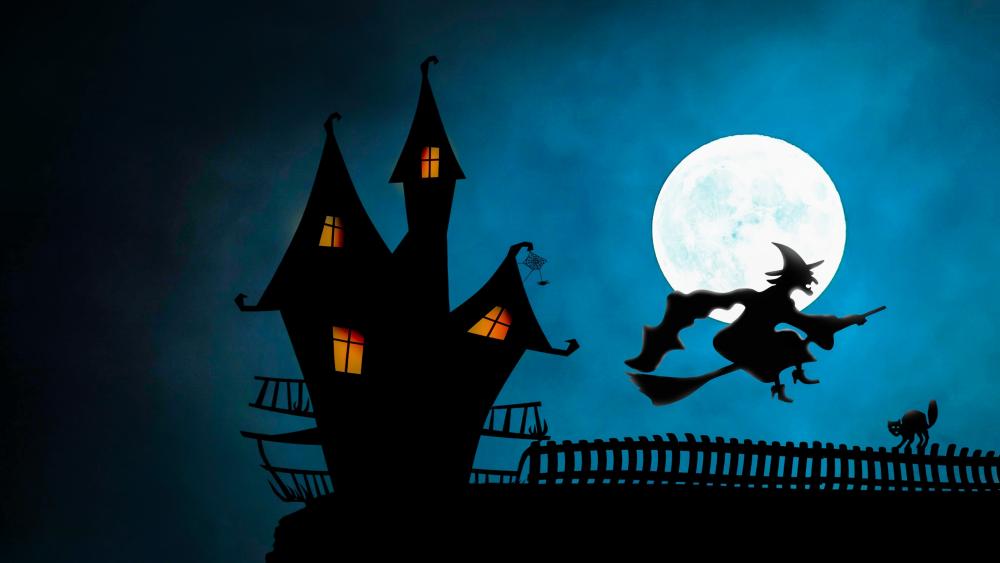 Witch in the full moon wallpaper