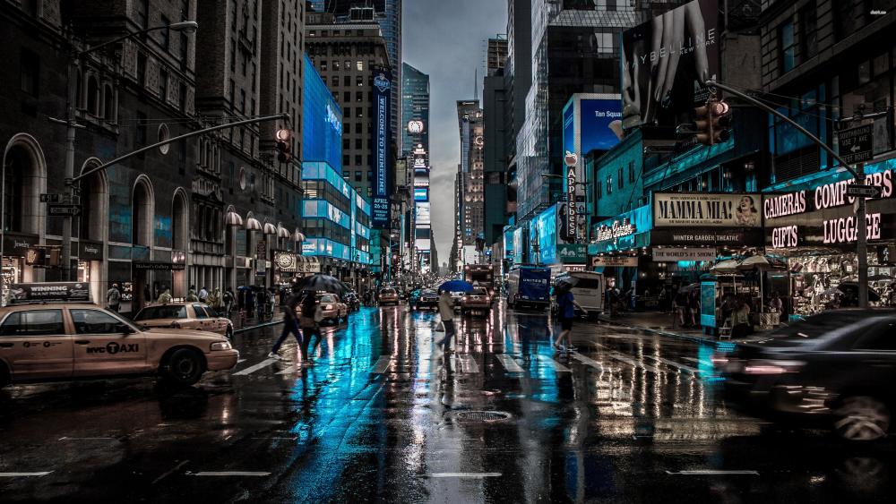 New York City in blue wallpaper