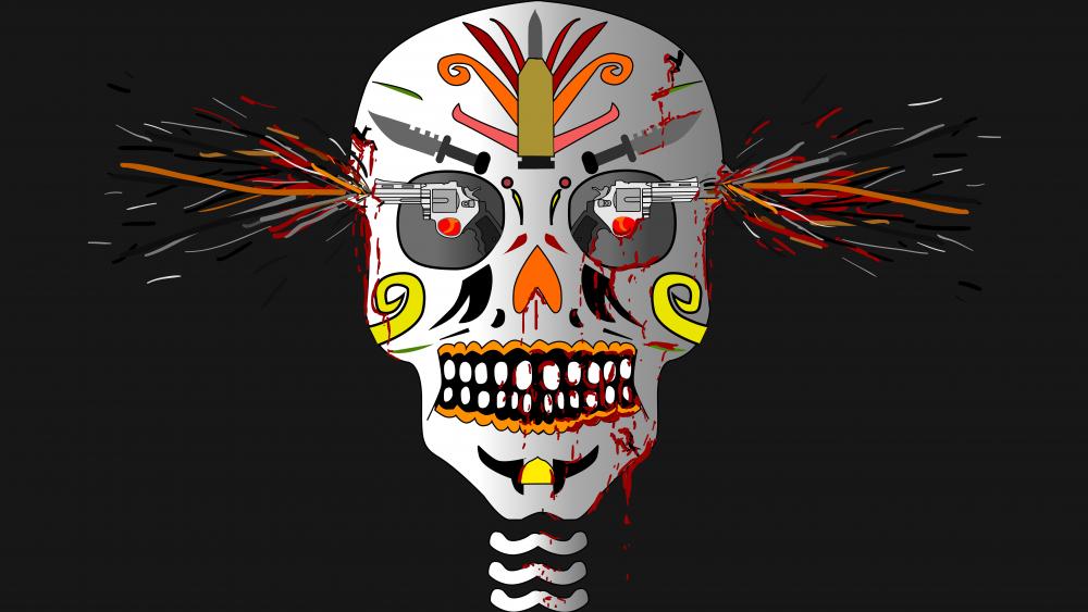 Skull and gun art wallpaper