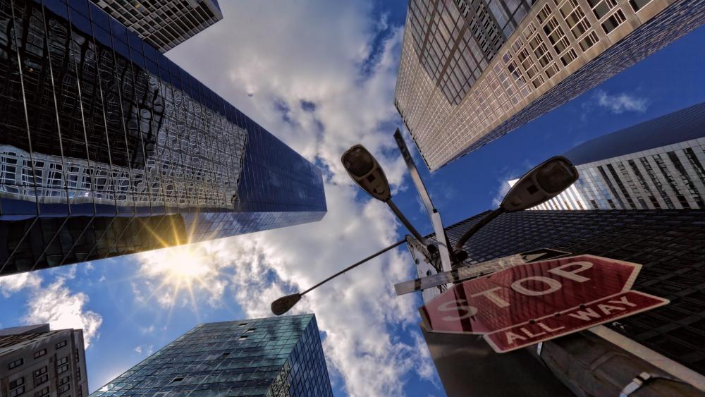 Worm's-Eye View of New York City Skyscrapers wallpaper