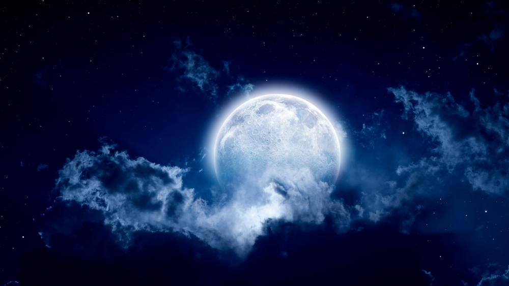 Full moon in the night sky wallpaper