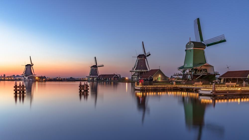 Iconic windmills of Zaanse Schans wallpaper