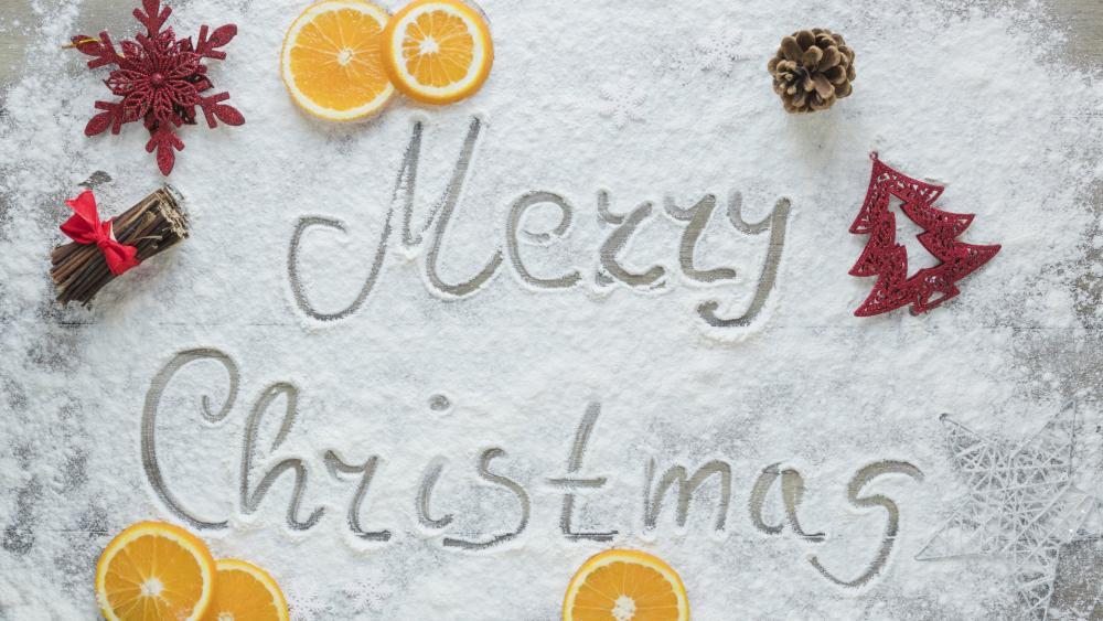 &quot;Merry Christmas&quot; in the snow wallpaper - backiee