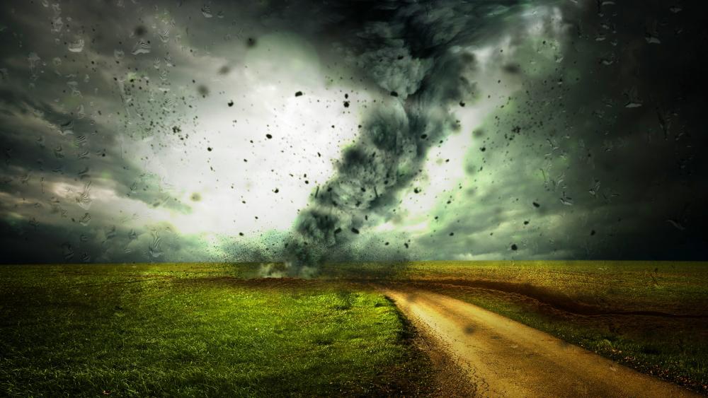 Tornado in the field wallpaper