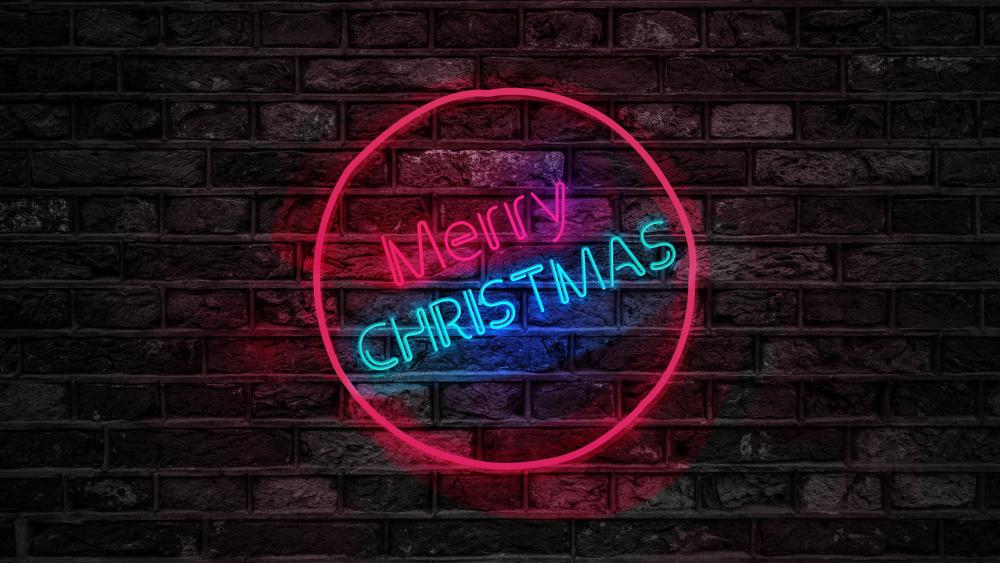 Merry Christmas neon sign wallpaper