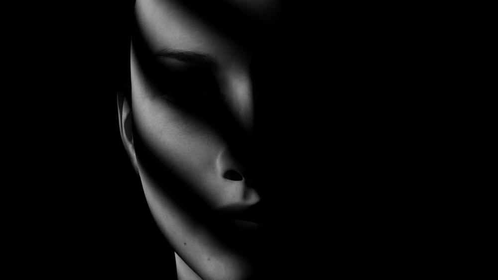 Humanoid face in the shadow wallpaper