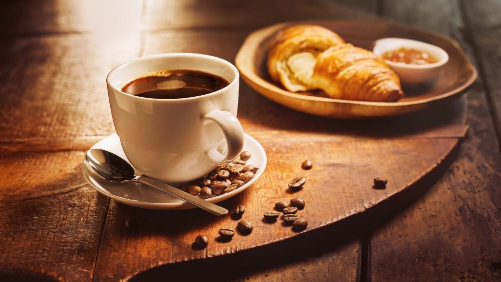 Coffee and croissant wallpaper