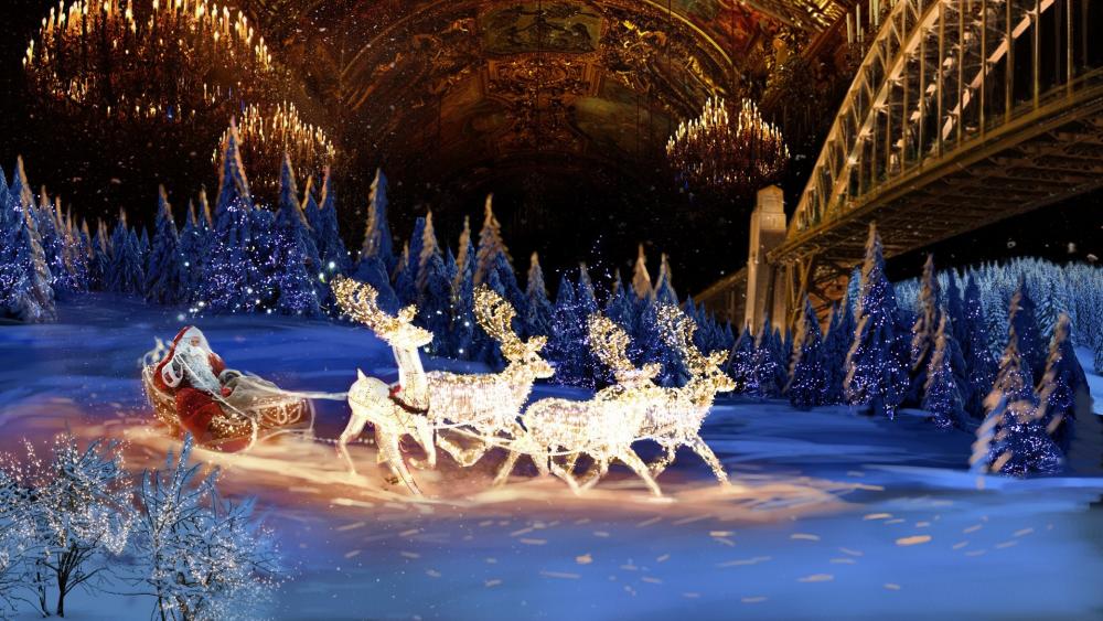 Santa Claus sledge wallpaper