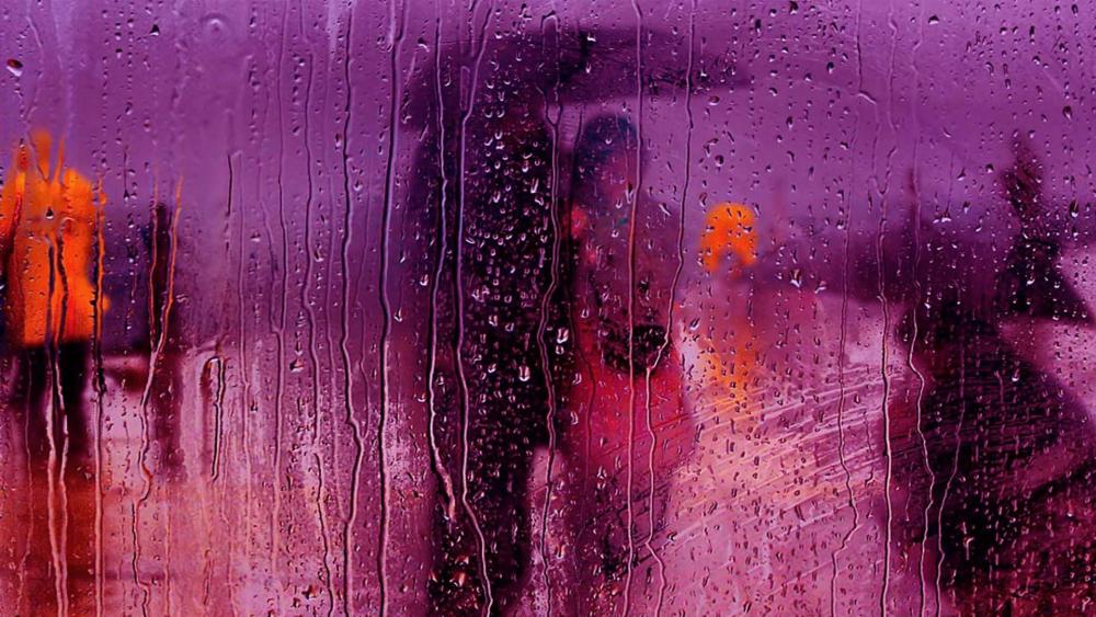 Couple in the rain wallpaper