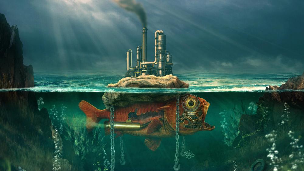 Steampunk underwater world wallpaper
