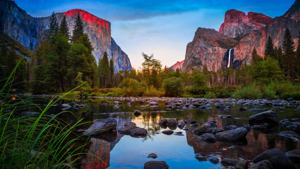 El Capitan and Cathedral Rocks from Yosemite Valley wallpaper