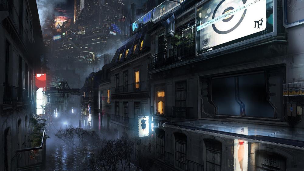 Science fiction future city wallpaper